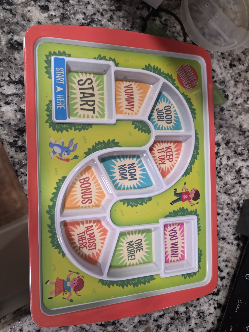Kids Snack Game Plate - Red and Green Divided Serving Tray